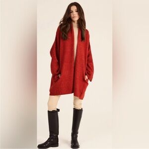 Beryll Cashmere Cocoon Cardigan Sweater in Cranberry One Size NWT NEW